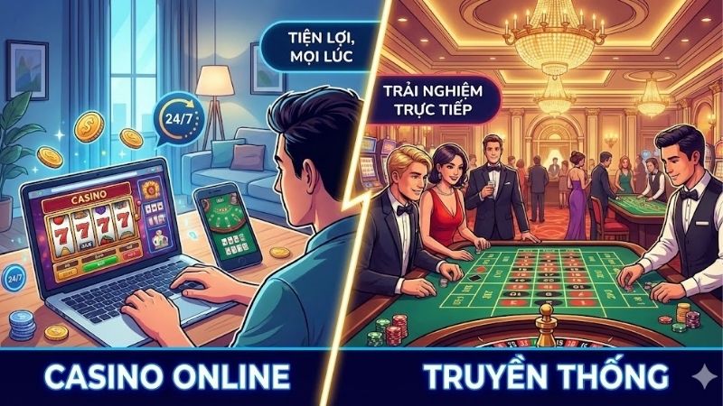 Sự khác biệt giữa Casino online và truyền thống – Những điểm phân biệt quan trọng 3 su-khac-biet-giua-casino-online-va-truyen-thong